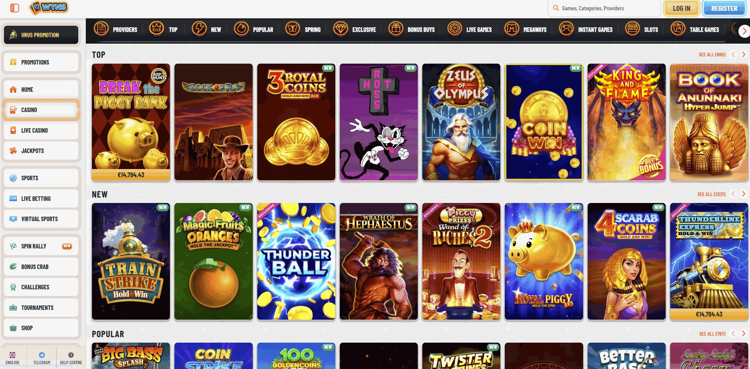 Wyns online casino welcome offer Wyns casino homepage